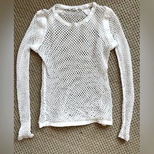 Helmut Lang white mesh long sleeve top